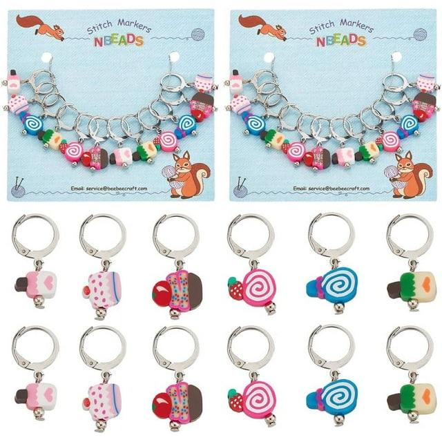24 Pcs Dessert Stitch Markers, Polymer Clay Crochet Stitch Marker