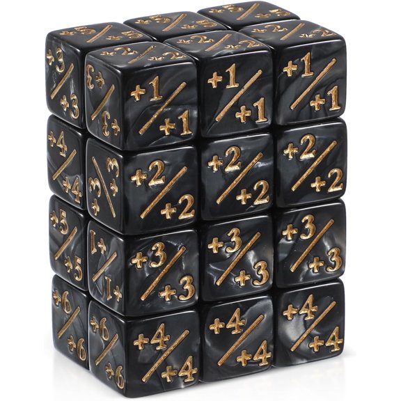 24 Pcs Dice Counters Plus Minus Dice Set Acrylic D6 Token for The Gathering Card Games and Board Game Accessories