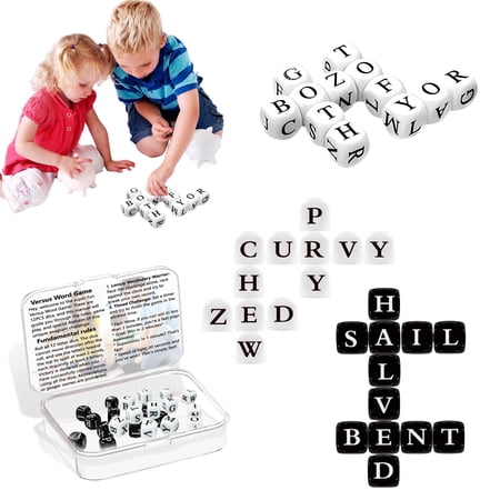 24 Pcs Dice Set, 6 Sided Dice Word Creative Game, Two-Player Parent-Child Interactive Family English Letter Dice Games for Kids Adults