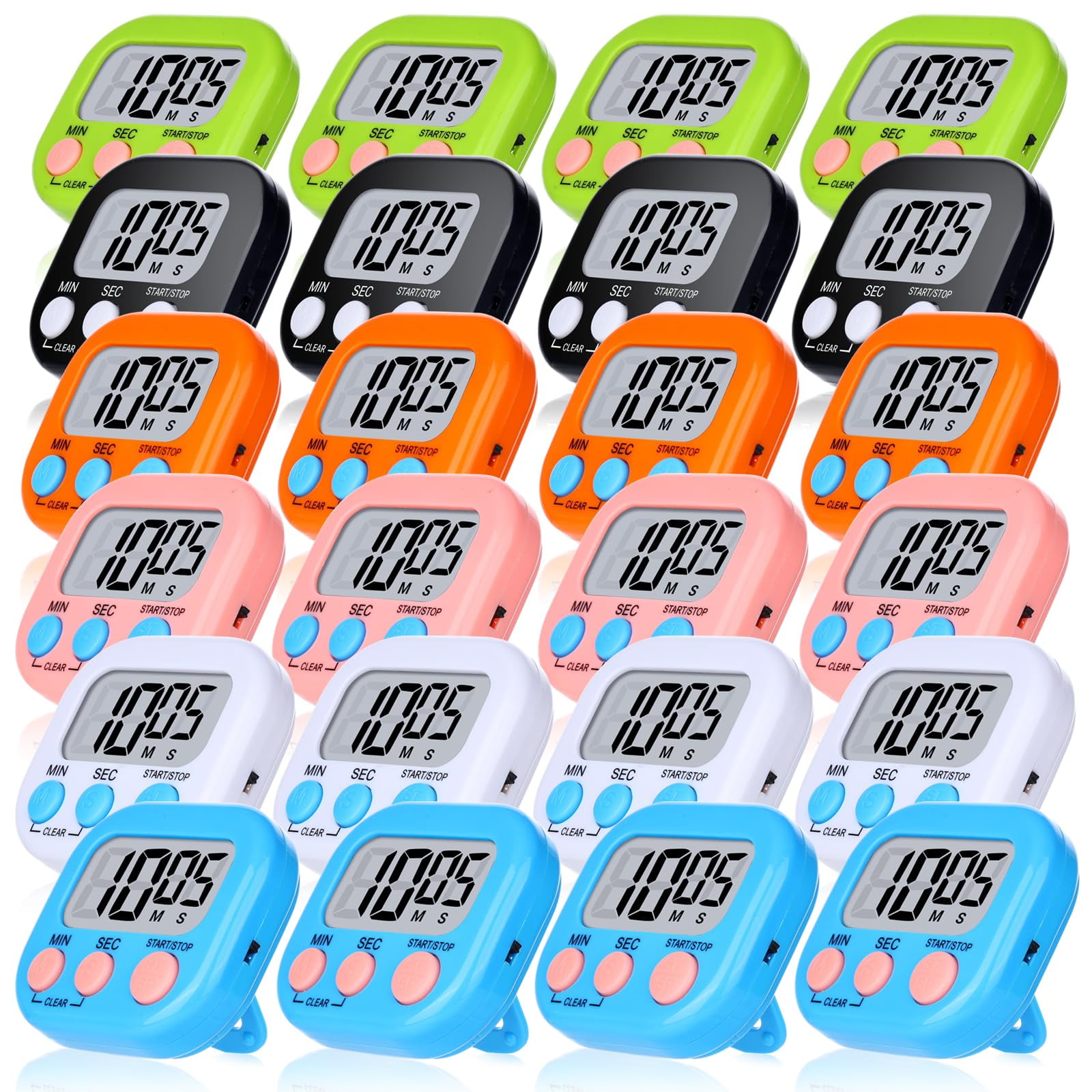 24 Pcs Digital Timers for Classroom Kitchen Timers for Cooking Small ...