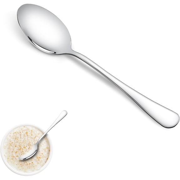 24 Pcs Dinner Spoons Set, Silverware Tablespoons Set, Premium Food Grade Stainless Steel Spoons, Kitchen Dessert Spoon Set, Mirror Finish & Dishwasher Safe,Use for Home,Restaurant