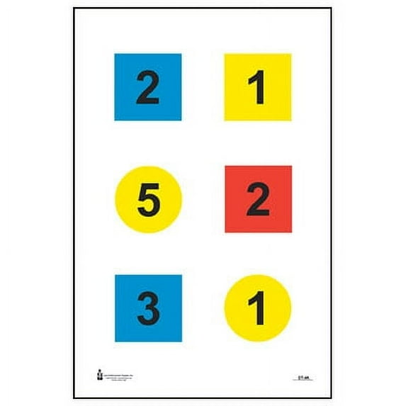 24 Pcs, Discretionary Command Training Target (Version 4-C) Black, blue, red, yellow - Size: 23" x 35"