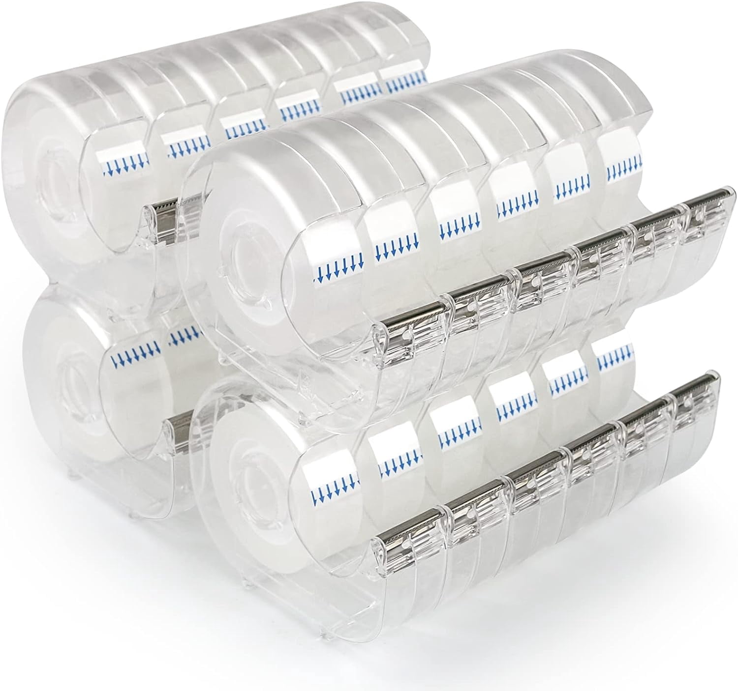 24 Pcs Transparent Tape with Dispenser, 0.7 in x 1000 Clear Tapes and Refillable Dispensers, Office Rolls Dispenser Bulk for Craft Jobs, Gift Wrapping, Repairing, Home School