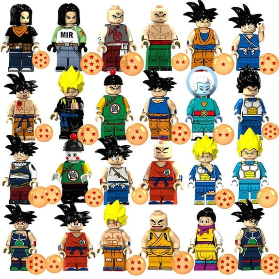 24 Pcs Dragon Ball Minifigures Building Blocks Sets, Collectible 1.77 Inchs Anime Character, Figures for Kids Birthday HolidayToy Set Christmas Gift, Cake Decorations, Movie Collectibles