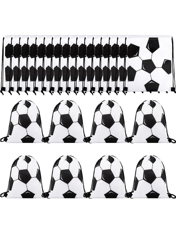 24 Pcs Drawstring Backpack,Soccer Drawstring Bags,Small Sport Drawstring Bags Gift Bags,Soccer Goodie Bags,Soccer Party Favors Cinch Bags
