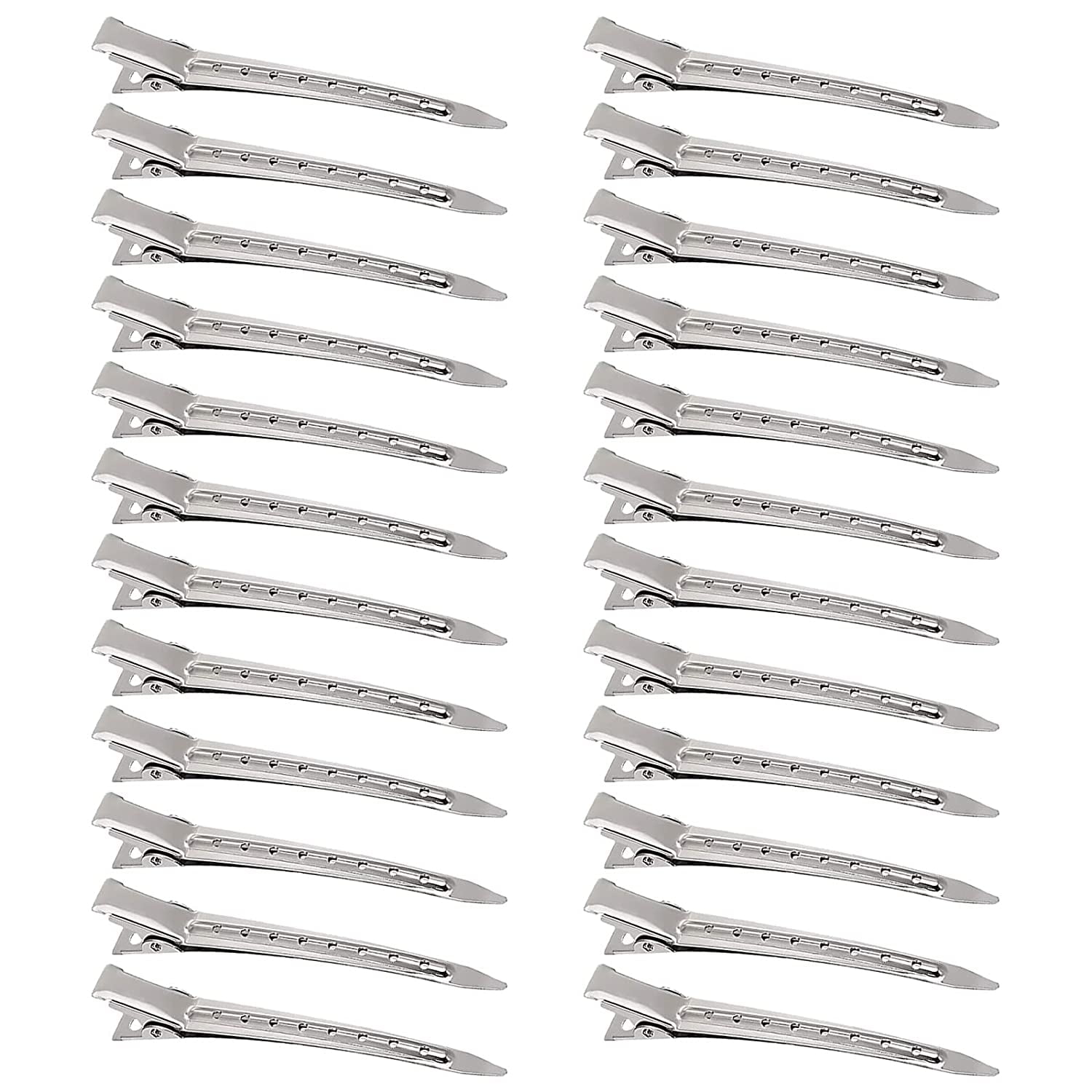 24 Pcs Duck Billed Hair Clips for Styling Sectioning Silver Metal Hair Clips for Women Long Hair Metal Alligator Curl Clips for Hair Roller,Salon,Bows DIY with Case