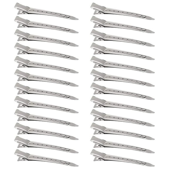 24 Pcs Duck Billed Hair Clips for Styling Sectioning Silver Metal Hair Clips for Women Long Hair Metal Alligator Curl Clips for Hair Roller,Salon,Bows DIY with Case