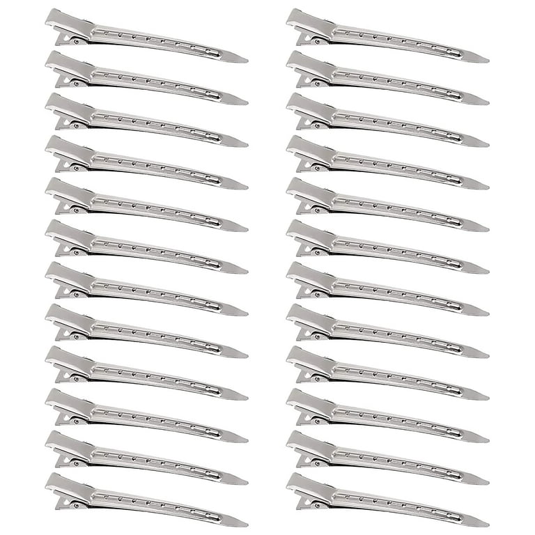 Suuchh 24 Packs Duck Bill Clips Salon Use Metal Hair Clips for Men Women Barbershop Use Hair Clips Hair Medium Clips for Hair (Silver, One Size)