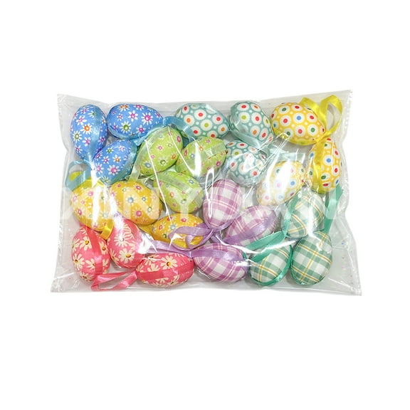 24 Pcs Easter Diy Painting Hanging Eggs Plastic Multicolor Resurrection Props for Home Office Easter Party Gifts