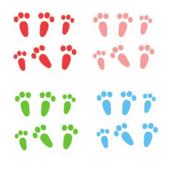 24 Pcs Easter Stickers for Kids Bunny Feet Decals Footprints Wall Rabbit Paw Child