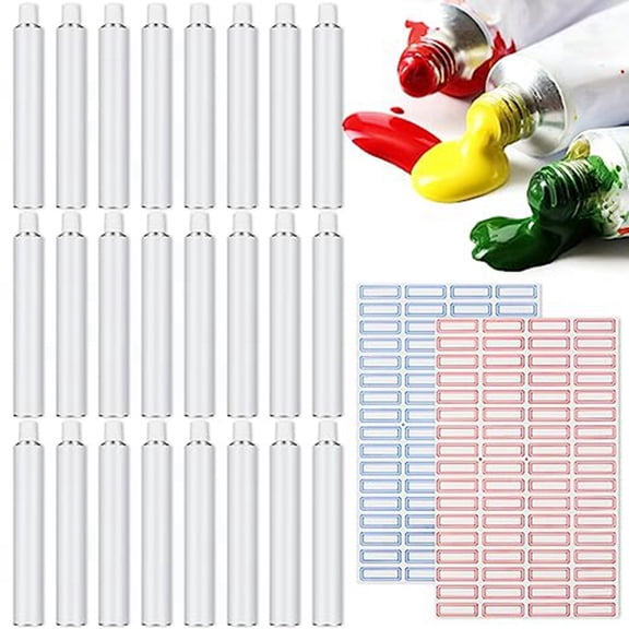 24 Pcs Empty Aluminum Paint Tubes 20 Ml Paint Tubes for Making Paint and Store Remaining Paint Acrylic Oil