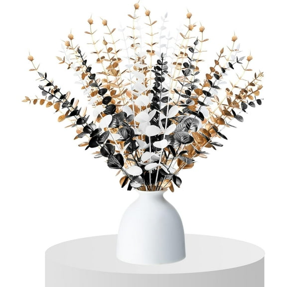 24 Pcs Eucalyptus Halloween Flowers Artificial Stems Faux Halloween Flowers Eucalyptus Branches Stems Fake Leaf Halloween Plants for Wedding Flower Home Farmhouse Christmas Decor (Vivid Color)