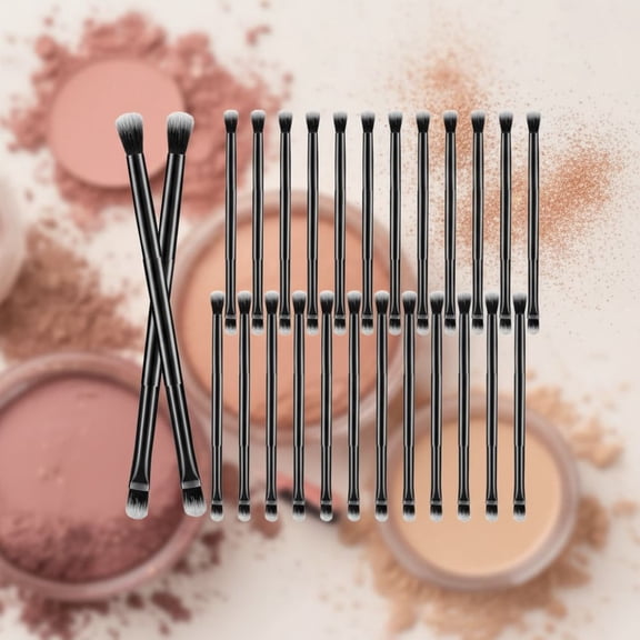 24 Pcs Eyeshadow Smudge Brush 2 in 1 Eyeshadow Double Ended Concealer Brush Under Eye Small Soft Firm Pointed Foundation Makeup Applicator for Blending Eye Shadow Liner(Black)