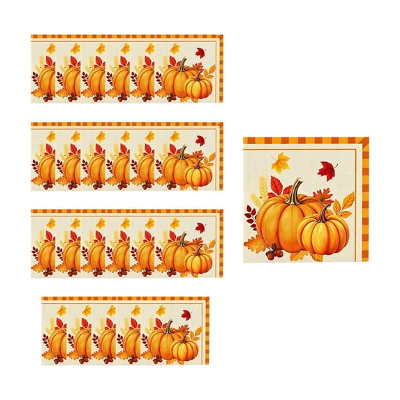 24 Pcs Fall Decorations Napkins,6.5 Inch Fall Pumpkin Themed Disposable Tableware | Thanksgiving Pumpkin Maple Leaf Decor Napkins for Autumn Party Tableware Decorations Supplies