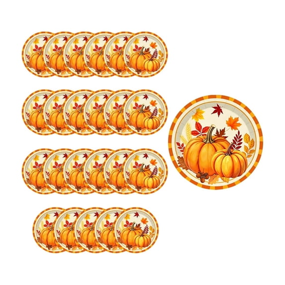 24 Pcs Fall Decorations Paper Plates,9.06 Inch Pumpkin Themed Disposable Tableware | Thanksgiving Round Paper Plates for Autumn Party Tableware Decorations Supplies