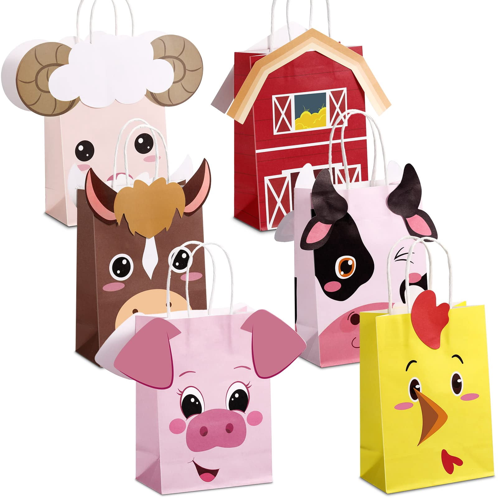 12er-Set Farm-Tier Goodie-Taschen – Baumwoll-Beutel Für Kindergeburtstag, Baby Shower, 5x8 Zoll