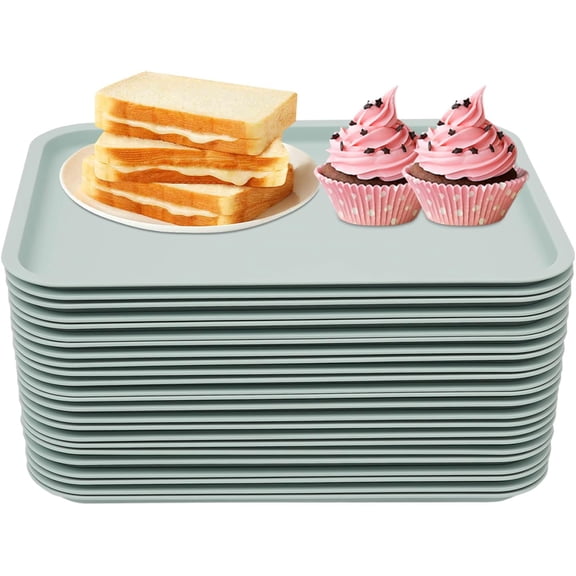 24 Pcs Fast Food Tabletts Rectangle Restaurant Serving Tray Stackable Cafeteria Tabletts for Fast Food Cafeterias, Kitchens, Hotels, Snack Bars (Blue)