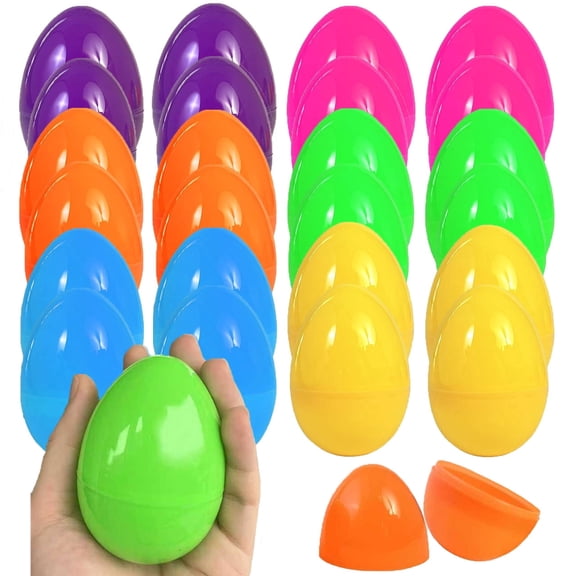 24 Pcs Fillable Easter Eggs, 2.36'' Plastic Bright Easter Eggs Empty Bulk, Fillable Plastic Bright Eggs for Easter Egg Hunt, Surprise Eggs and Party Favors