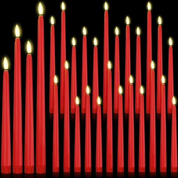 24 Pcs Flameless LED Taper Candles Battery Operated Candles 8.5'', 9.65'', 10.83'', 12.8'' Flameless Candlesticks Flickering for Halloween Christmas Church Wedding(Ivory)