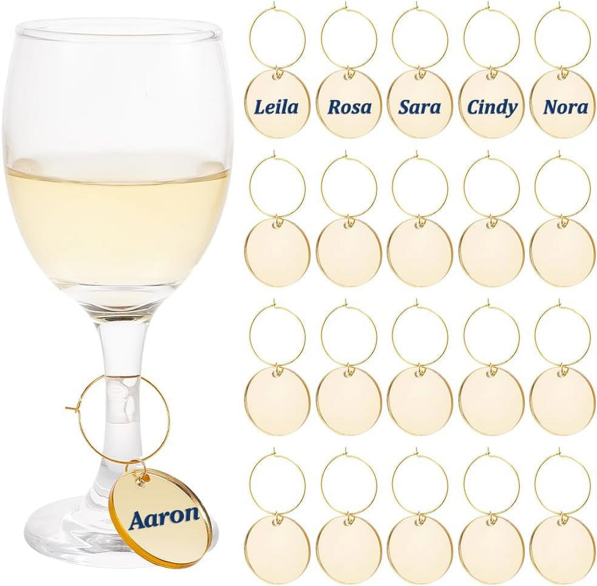 24 Pcs Flat Round Wine Glass Markers Tags Funny Wine Glass Identifier