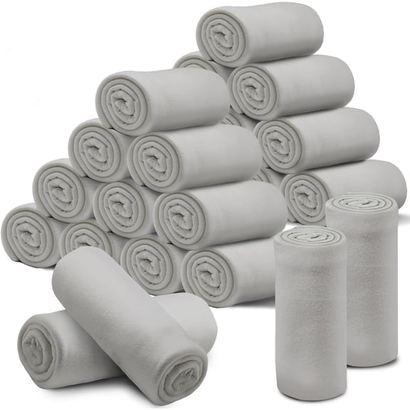 24 Pcs Fleece Throw Blankets 60 x 50 in Gray