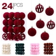 thumbnail image 1 of 24 Pcs Flocked Christmas Ornaments Balls Velvet Shatterproof Christmas Tree Decorations, 1 of 8