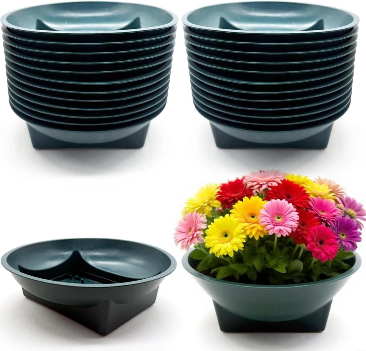24 Pcs Floral Supplies Green Bowls for Flower Arrangements, Floral Arrangements Bowls, Florist Decorative Bowls for Holiday Wedding Fresh Flower Decoration Supplies