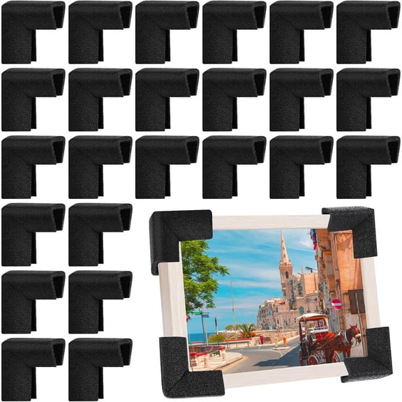 24 Pcs Foam Corner Protectors for Shipping, NOGIS L-Shaped Edge Guards for TV Moving Box, Picture Frames, Mirrors, and Furniture, Must-Have Moving Supplies (Black)