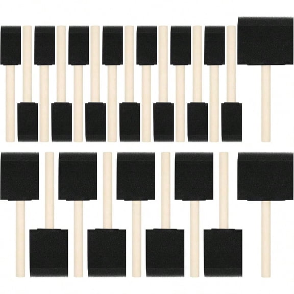 24 Pcs Foam Paint Brushes Wood Handle Sponge Brushes for Painting Staining Varnishes and DIY Craft Projects 1'' 2'' and 3''