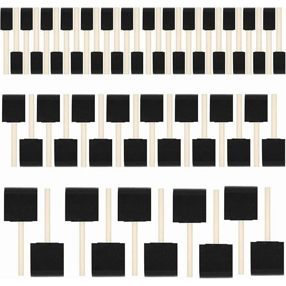 24 Pcs Foam Paint Brushes, Wood Handle Sponge Brushes for Painting, Staining, Varnishes, and DIY Craft Projects (1'', 2'' and 3'')