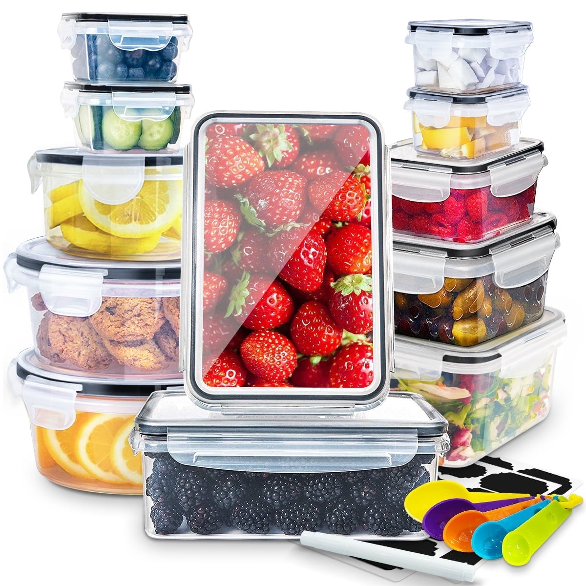 Walmart Coupons of 24 Pcs Food Storage Containers with Lids Airtight- Stackable Kitchen Bowls Set Meal Prep Containers-BPA Free Leak Proof Plastic Lunch Boxes- Freezer Microwave safe (12 Lids + 12 Containers) - Shop  Black Friday Deals for 2024!