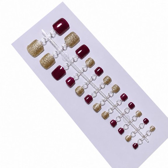 24 Pcs French Tip Press on Nails Short Square & Press on Toenails Set Nail Press ons with Deep French Tip Designs Glossy Fake Nails Acrylic Nails Stick on Nails for Women Nail Decorations