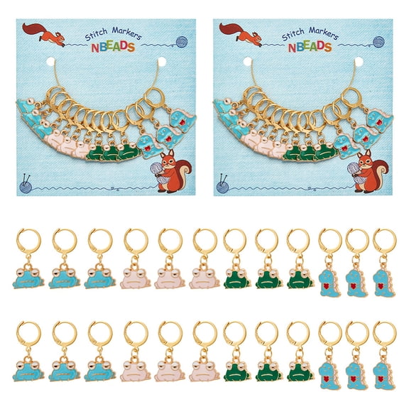 24 Pcs Frog Dinosaur Stitch Markers Enamel Alloy Crochet Stitch Marker Charms 304 Stainless Steel Clasp Locking Stitch Marker DIY