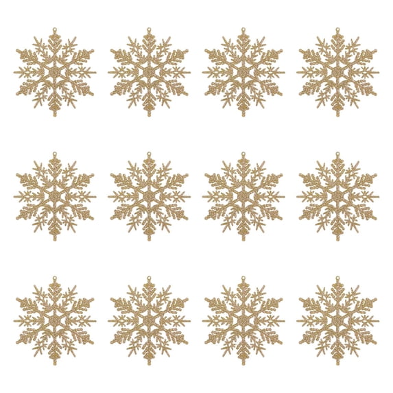 24 Pcs Frosted Glitter Sflake Ornaments Shatterproof Christmas Tree Decor with Hollow Design for Holiday Home Party Garland Window Display