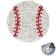 24 Pcs Full-Rhinestone Baseball Iron-On Transfer Patches, DIY Appliqu s for Clothing, Shoes, and Hats, Wholesale Rhinestone Iron-On Motifs, Silver Baseball