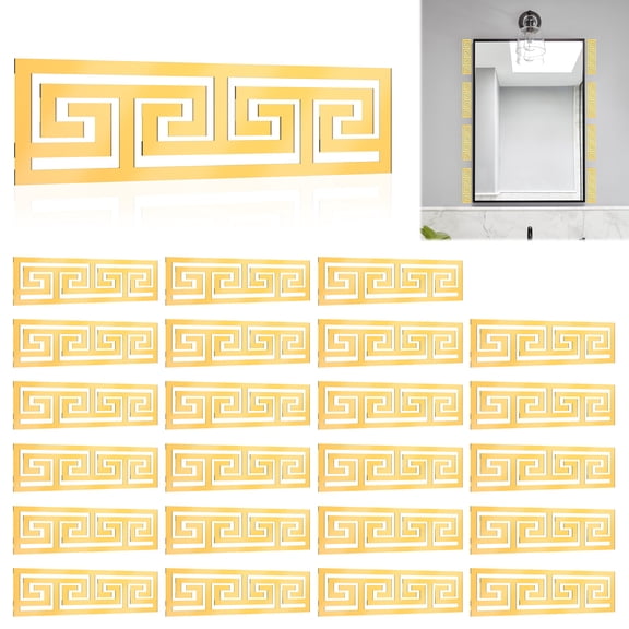 24 Pcs Geometric Shape DIY Acrylic Wall Stickers Removable Adhesive Wall Mirror Decor for Living Room Home Background (Gold)