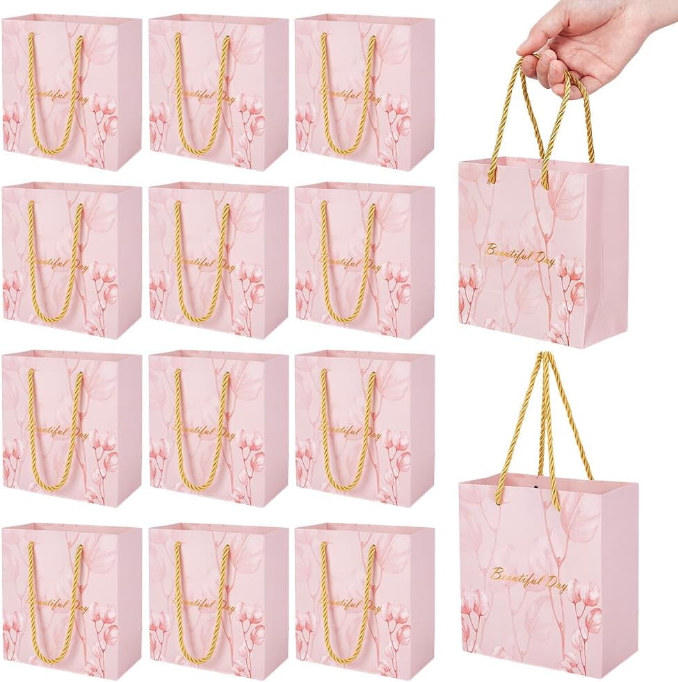10 Pack Gift Bags With Handles & Ribbon - 9.8x7.8x4.7", Reusable Paper Bags For Birthdays, Weddings, Holidays-425981