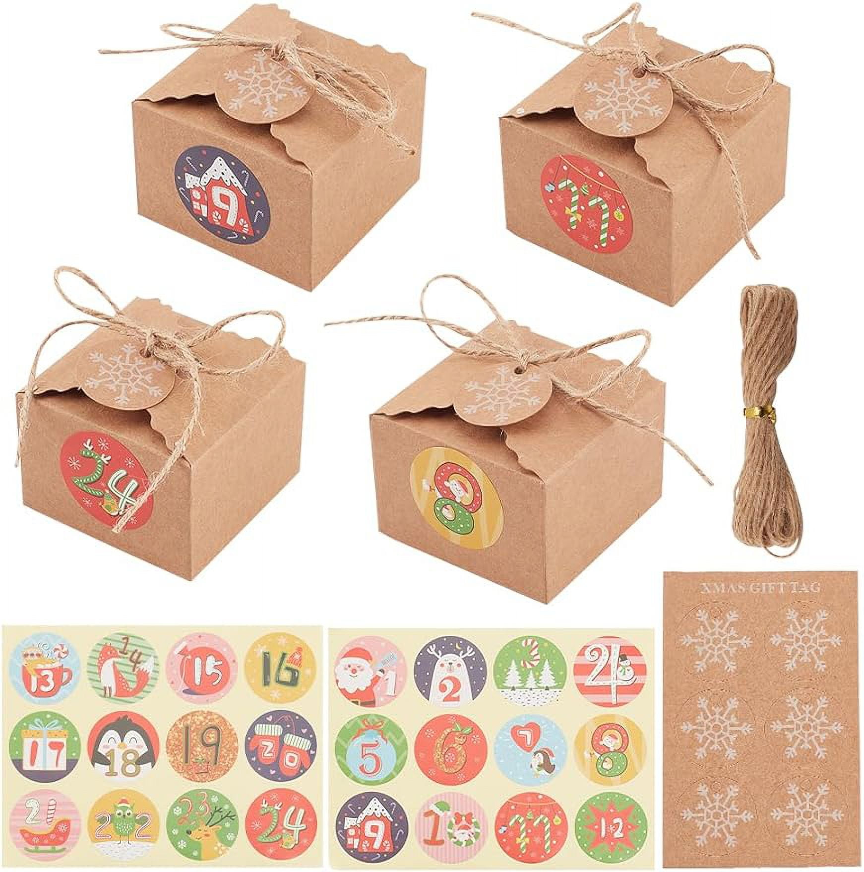 24 Pcs Gift Box for Presents Brown Christmas Gift Boxes with Cord and