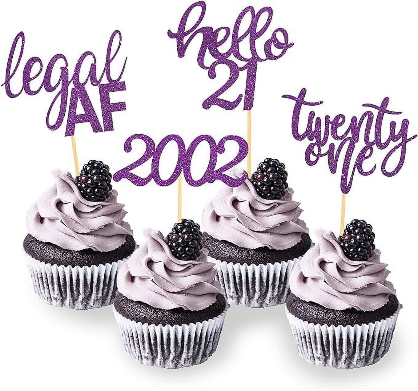 24 Pcs Glitter 21st Birthday Cupcake Toppers for Celebrating TwentyOne