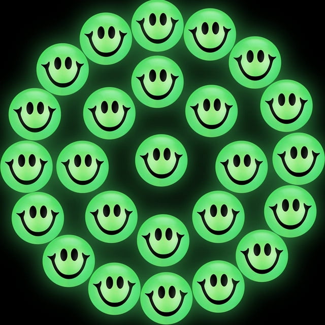 24 Pcs Glow in The Dark Smile Face Bouncing Balls Mini High Bounce