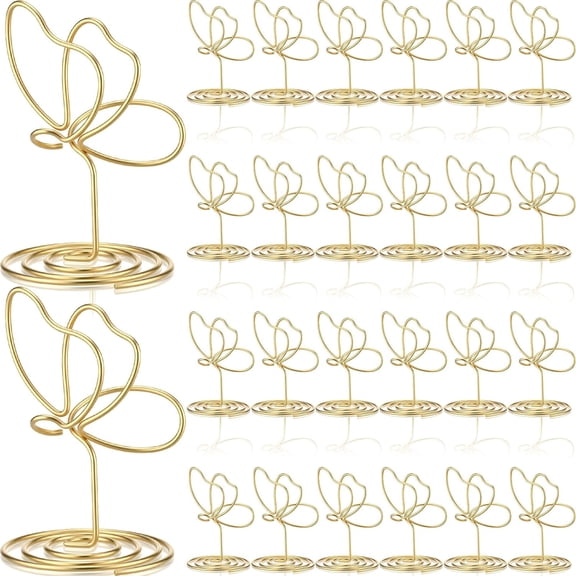 24 Pcs Gold Butterfly Table Number Holders, Place Card Holders for Table Butterfly Photo Holder Decoration for Wedding Reception, Cafe, Centerpieces, Party, Restaurant, Birthday (2 Inch)