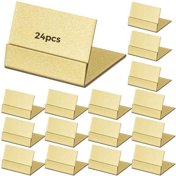 24 Pack Gold Number Card Holders L-Shaped Metal Name Display Stands for Table Numbers, Wedding & Party Signs, Sturdy Support for Photos, Goods & Event Cards