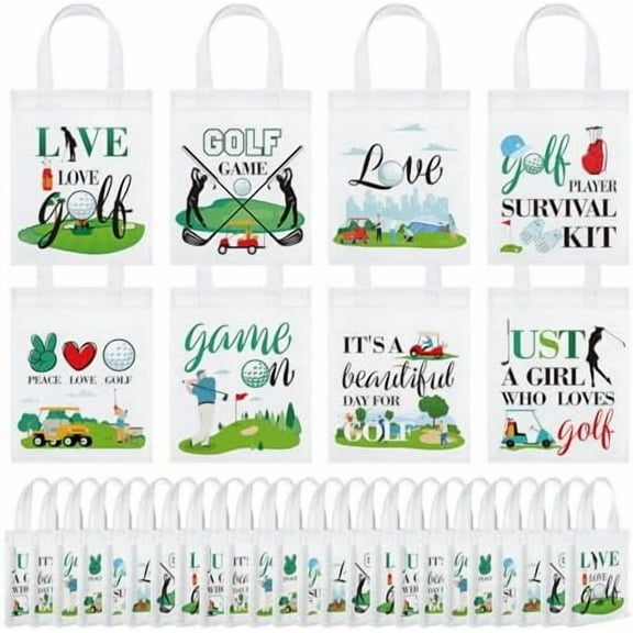 24 Pcs Golf Treat Bag with Handles Reusable Goodie Bag Gift Non Woven Golf Party Favors Birthday Party Supplies$$Home Decor, Kitchen, & Other