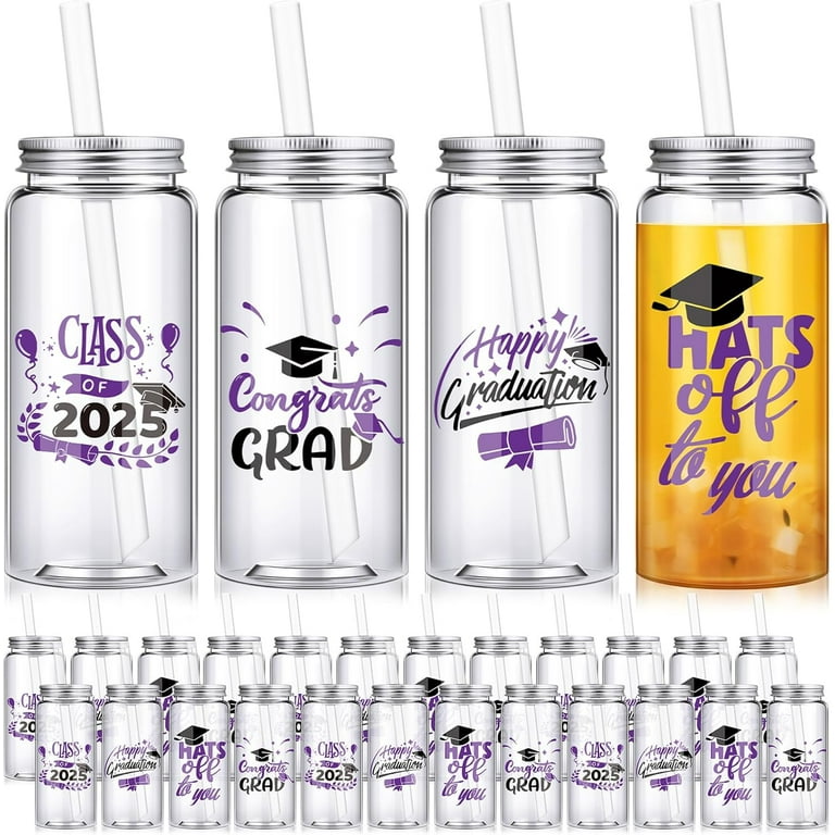 24 Pcs Graduation Cups with Straws Bulk oz Class of 2025