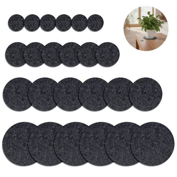 24 Pcs Gray Felt Plant Coasters Set, Including 4/6/8/10 Inch Reversible Round Absorbent Plant Coasters Mat for Indoor and Outdoor Plants, Flower Pots