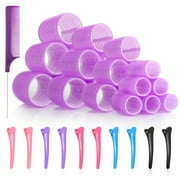 24 Pcs Hair Curlers Set, Self Grip Hair Rollers with Hairdressing Curlers Jumbo, Large, Medium, Small, Comb and Clips