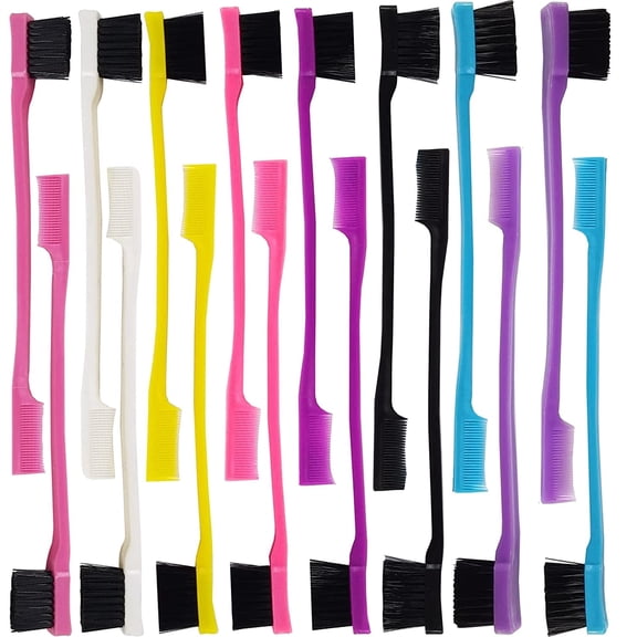 24 Pcs Hair Edge Brush Double Sided Border Control Comb Eyebrush 8 Colors