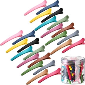 24 Pcs Hair Sectioning Clips,Duck Billed Accessories for Styling,Plastic Hair Clips with Container,2.95 Inch,Colorful,for Women(Colorful)