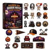 24 Pcs Halloween Horror Movies Acrylic Advent Calendar Featuring Monster Figurine Hanging Decors Mystery Box for Haunted House Room Ornaments