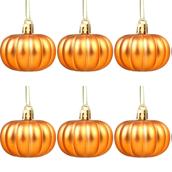 24 Pcs Halloween Ornaments for Tree Decorations, Fall Pumpkin Ornaments Small Thanksgiving Tree Ornaments Balls, Shatterproof Plastic Glitter Christmas Xmas Indoor Outdoor Decor